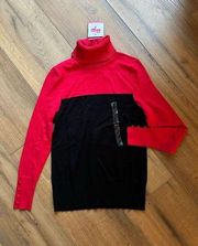 Adyson Parker Sweater Turtleneck Small Red Women's Sweatshirt Long Sleeve Ribbed