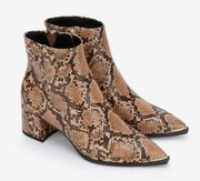 Kenneth Cole Boots Womens Size 6.5 Snake Print Pointed Toe Block Heel Zip Bootie