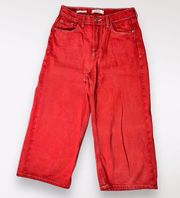 Culotte Wide Leg Ankle Crop Red Denim Size 4