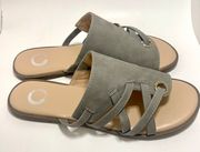 New Without Box  Size 8 Caged Gladiator Flops In Dove Gray