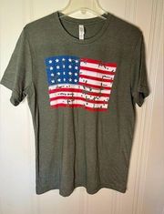 Bella Canvas Sz Large American Flag T-Shirt like NEW Army Green flag