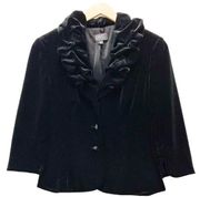 Adrianna Papell Formal Black Velvet Ruffle Collar Evening Jacket Women’s Size 4