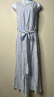 Peppermint Blue/White Striped Sleeveless Jumpsuit Women's Small