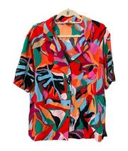 JOIE Tropical Oversized Button Down Top Sz Large