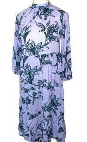 New Day Light Purple Lilac Floral Print Tiered Dress XS NWTs