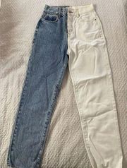 pacsun high rise straight two tone jeans worn once