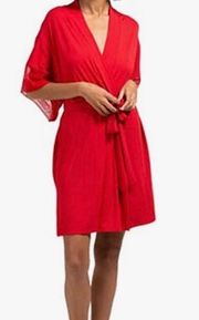 Haute Red Rosalia Lace Trim Short Robe Size L