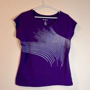 Ideology Women’s Purple Tee Activewear Logo on Sleeve Embellished Front Sz XL XC