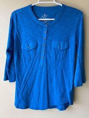 Kuhl Blue Women's Half Button Up 3/4 Sleeve Size Medium