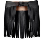 BCBGMaxazria Black Faux Vegan Leather Fringe Belt Adjustable Women's Small