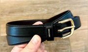 Coach Black Brown Leather Belt with Gold-toned Hardware, Size Medium