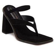 Good American Sandals Womens Size 8 Black Leather Square Toe Block Heel