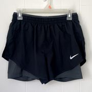 Nike  Dri-Fit Running Black Athletic Shorts Lined Bike Shorts Drawstring ~ Size S