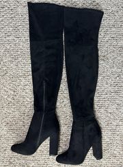 Sexy Faux Suede Over the Knee OTK Thigh High Heeled Boots 8 Black