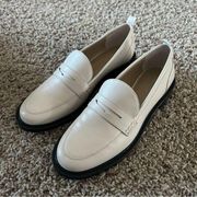 Ann Taylor Ivory Leather Penny Loafers Size 6.5