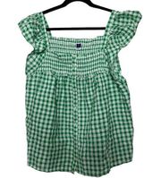 Gingham Green White Cap Sleeve Blouse Size XXL Ne with tags