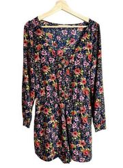 LC Lauren Conrad Floral Long Sleeve Romper Womens Size 10 Pockets Button Front