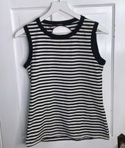 Kate Spade Striped Keyhole Bow Back White Top Tank Size S