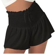 NEW comfy High Waisted Shorts Black Ruched L
