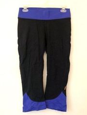 LUCY ACTIVEWEAR Black Indigo Purple Blue Colorblock Active Capri Leggings Small