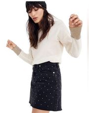 Madewell black denim bedazzled skirt.