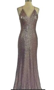 Women's Formal Dress by AQUA Size 4 Purple Sequined Sleeveless Long Evening Gown