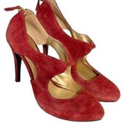 Guess By Marciano Red Leather Suede Pumps Heels Size 7.5