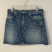 Lucky Brand High Rise Cut Off Skirt Mini Denim Womens Boho Festival 12 / 31