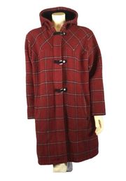 Woolrich  Buffalo Plaid Full Zip Hooded Wool Coat "Ruby Heather" 15606 size XL