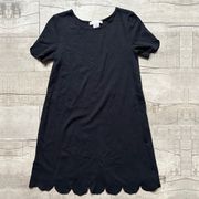 Cooperative Urban Outfitters Black LBD Scallop Hem Retro Boho Shift Dress XS