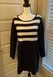 Style &Co|| Black/white long sleeve sequined striped sweater dress