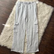 Gray Fleece Cargo Straight-Leg Pants