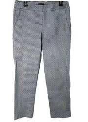 Adrienne Vittadini Size 10 Pants Cropped Ankle Trousers Blue White Print 1221