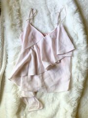 Saks Fifth Avenue Pink Ruffle Front Tank Top 