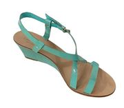 Kate Spade  criss cross strap mint patent leather wedge sandals size 9