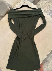 Off Shoulder Green Sweater Dress