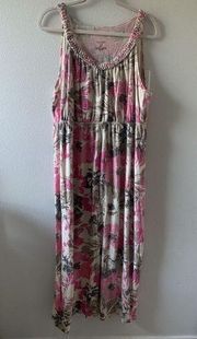 Sonoma Womens Plus Size 1X Multicolor Floral Print Maxi Dress