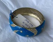 NWT Neiman Marcus, deep blue w gold shooting stars, bangle bracelet