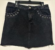 Honey Punch black denim mini skirt size M