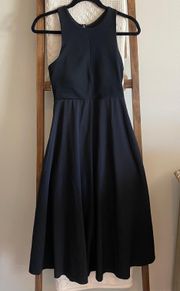 NWOT  solid black fit & flare athletic maxi dress