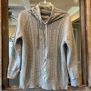 Comfy Gray Speckled Sweater Cable Knit Pullover Drape Neck Joseph A Cozy Shirt