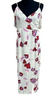 Bardot Sleeveless Floral-Print Midi Wrap Dress size 10 Large