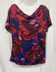 Jaclyn Smith Cowl Neck Floral Blouse Size Medium