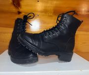 Black Lace-Up Combat Boots