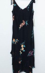 Evan Picone Floral Sleeveless Ruffle Midi Dress Size 10 NWT