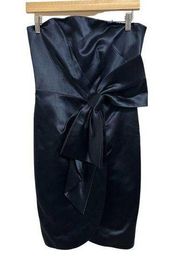 Milly New York strapless navy satin silk bow mini dress size 2