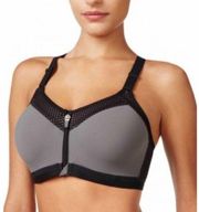 Wacoal grey and black padded front zip sports  bra