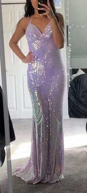 pastel purple sequin mermaid prom dress