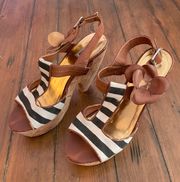 Leather Retro Pump Sandals