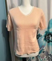 Vintage Peach v neck sweater tee